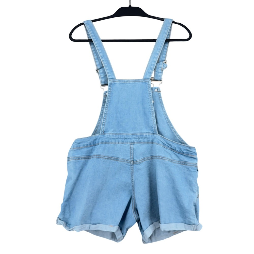 Listicle Denim Shortall Overalls Womens Size S Cotton Spandex Light Wash Blue - Picture 2 of 7